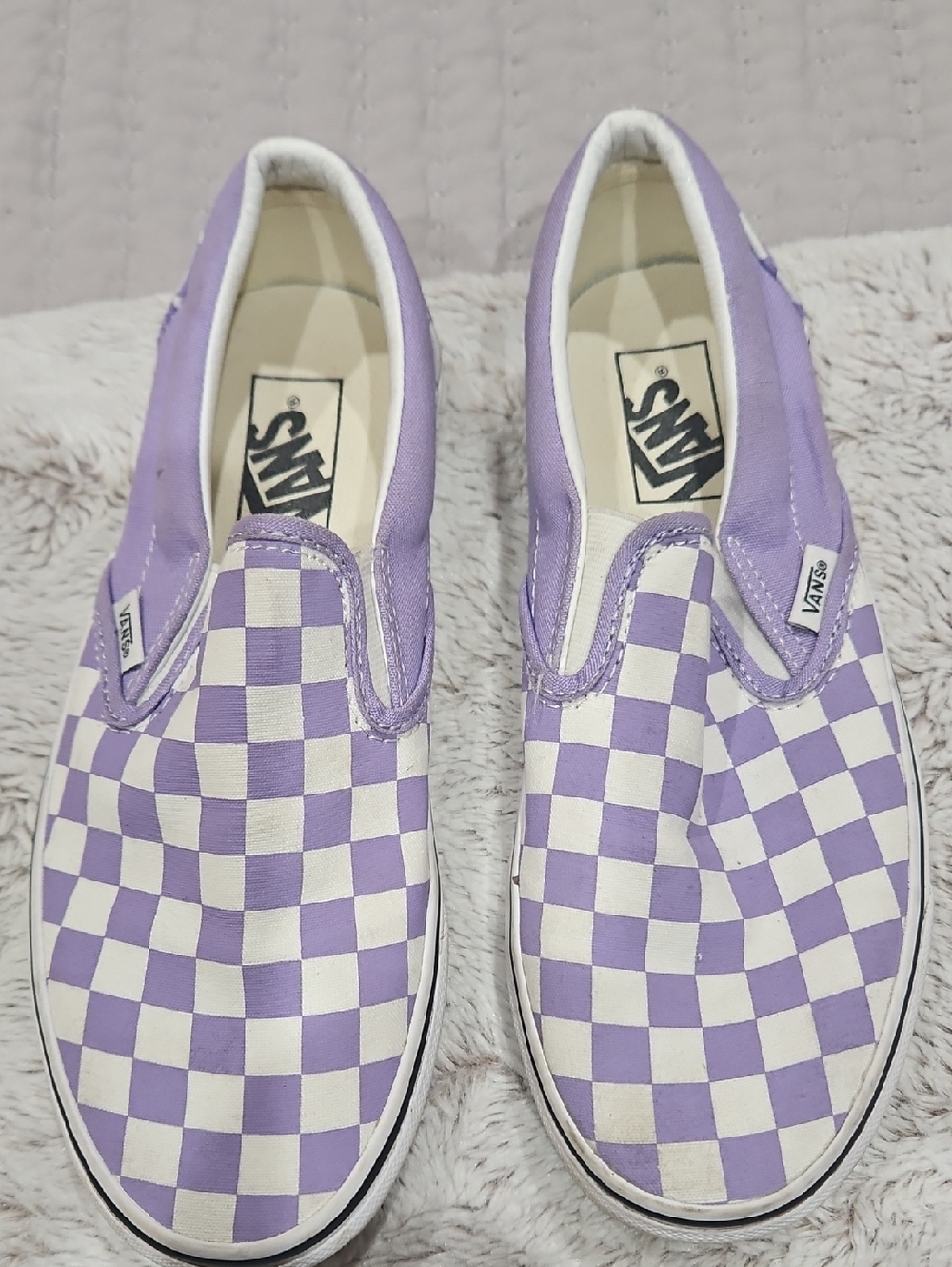 Vans Slip-On Checkerboard in Lavender & White